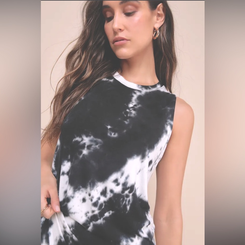 Lulu's Feeling Amazing Blue Tie-Dye Sleeveless Shift Dres. size XL